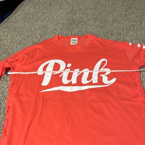 Ladies Pink Victoria Secret long sleeve orange draw string sides top Sz XS - Picture 10 of 13